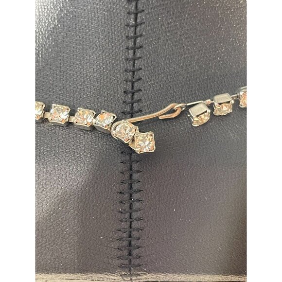 Vintage La Rel Signed Silver Tone Clear Icy Rhinestone Link Choker Necklace - Picture 6 of 12
